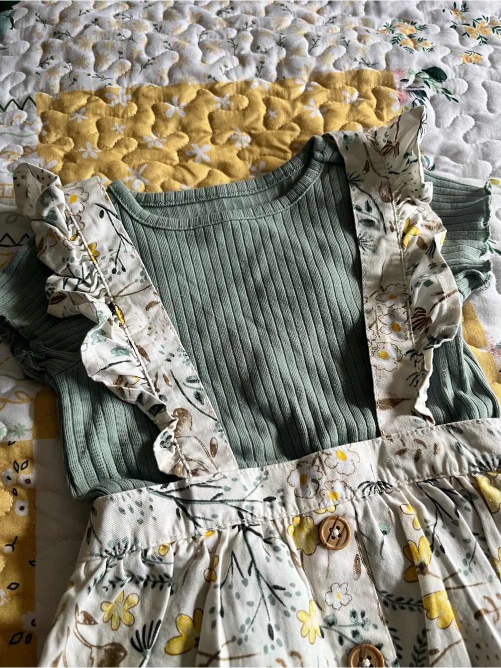 NWOT Floral Dress/Romper w/Matching Ribbed Top 18 months